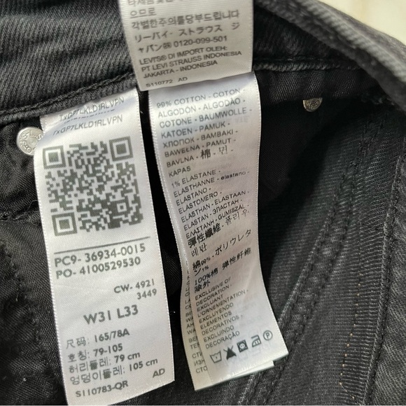 Levi’s Ribcage Bootcut Jeans Washed Black High Waisted  Button Fly Size 31/33 - Picture 12 of 14